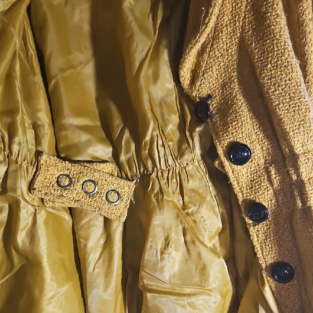 Yellow Textured Button-Up Coat - Picture 3 of 4
